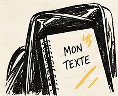 Un carnet ouvert sur lequel est écrit : mon texte
