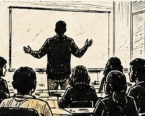 Un intervenant s’adresse à un petit groupe assis dans une salle informelle