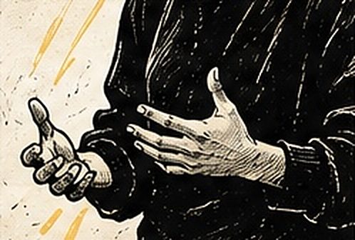 Illustration au trait de deux mains qui comptent un rythme
