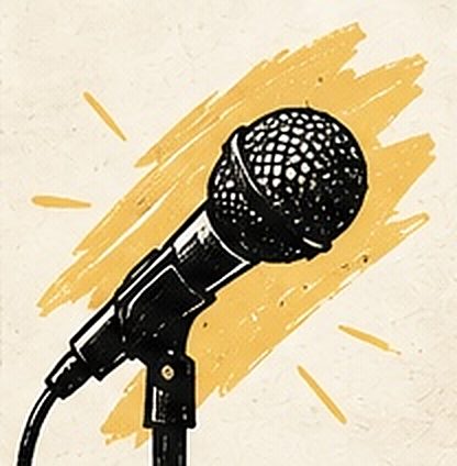 Un microphone sur pied, prêt pour une prise de parole